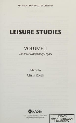 Leisure Studies (Key Issues for the 21st Century)