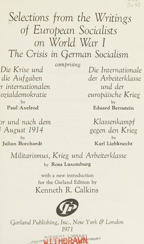 Selections from the writings of European socialists on World War I