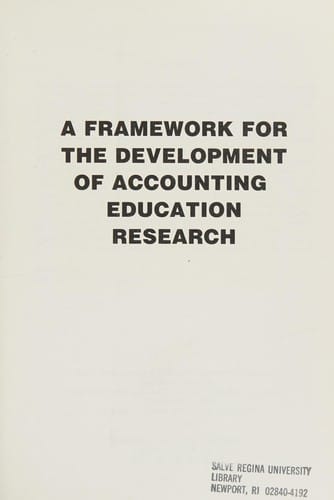A Framework for the development of accounting education research