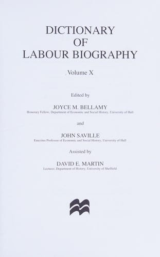 Dictionary of Labour biography