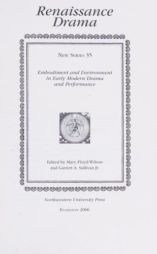 Embodiment and environment in early modern drama and performance