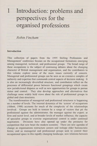 New relationships in the organised professions
