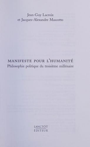 Manifeste pour l'humanité