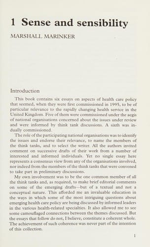Sense and sensibility in health care
