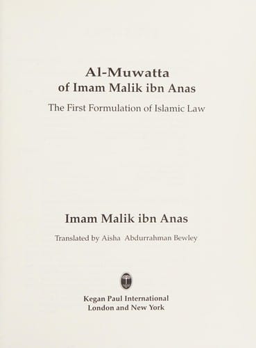Al- Muwatta of Imam Malik ibn Anas