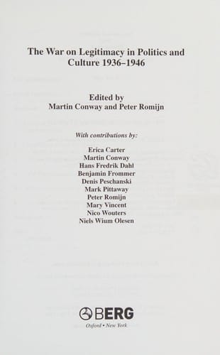 The war on legitimacy in politics and culture 1936-1946