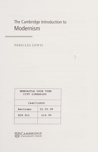CAMBRIDGE INTRODUCTION TO MODERNISM