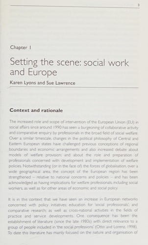 SOCIAL WORK IN EUROPE: EDUCATING FOR CHANGE; ED. BY KAREN LYONS