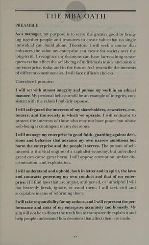 The MBA oath