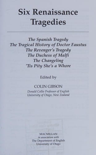 Six Renaissance tragedies