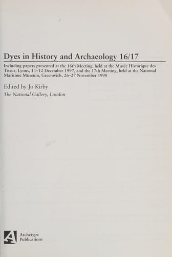 Dyes in history and archaeology 16/17