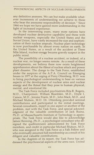 Psychosocial aspects of nuclear developments