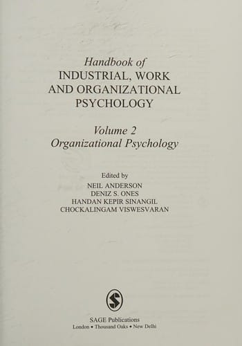 Handbook of industrial, work and organizational psychology