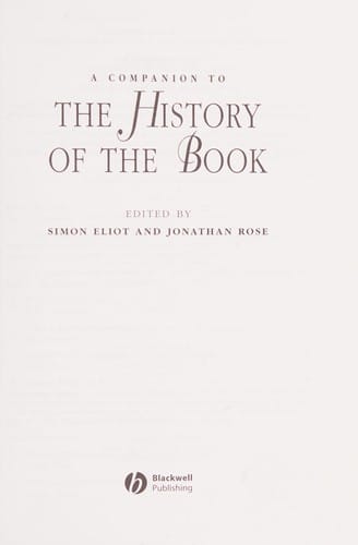 A companion to the history of the book