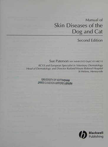 Manual of skin diseases of the dog and cat