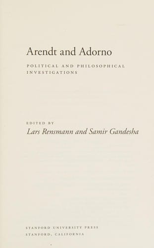 Arendt and Adorno