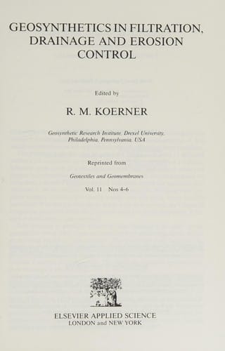 Geosynthetics in filtration, drainage, and erosion control