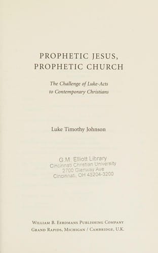 Prophetic Jesus, prophetic church