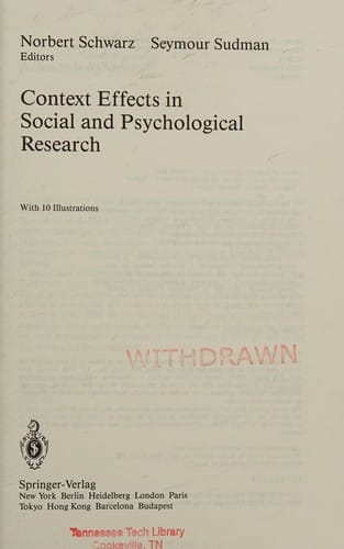 Context effects in social and psychological research
