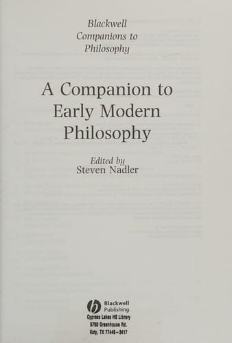 Companion to Early Modern Philosophy