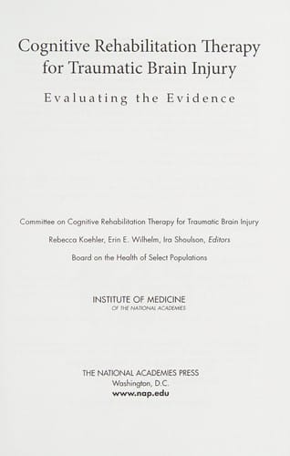 Cognitive rehabilitation therapy for traumatic brain injury