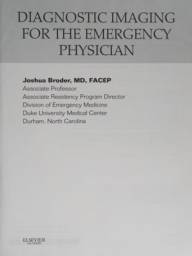 Diagnostic imaging for the emergency physician