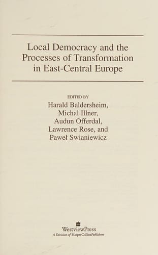 Local democracy and the processes of transformation in East-Central Europe