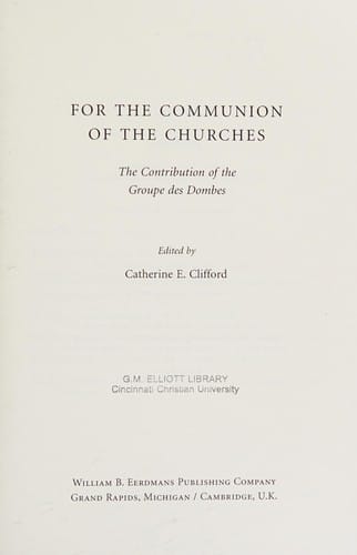For the communion of the churches