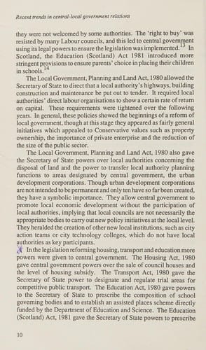 Recent Trends in Relations Between Central and Local Government