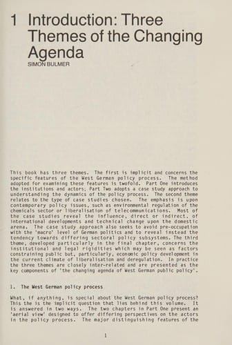 The Changing agenda of West German public policy