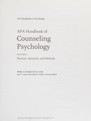 APA handbook of counseling psychology