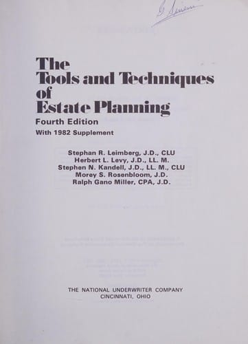 The Tools and techniques of estate planning