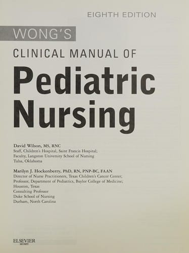 Wong's clinical manual of pediatric nursing