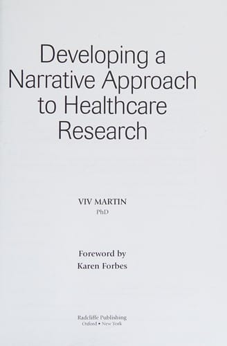Developing a narrative approach to healthcare research