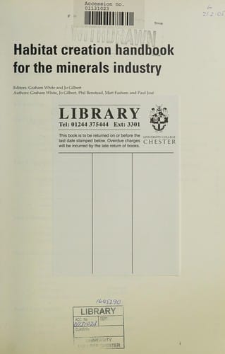 Habitat creation handbook for the minerals industry