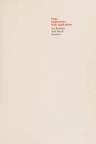 Finite mathematics with applications for business and social sciences