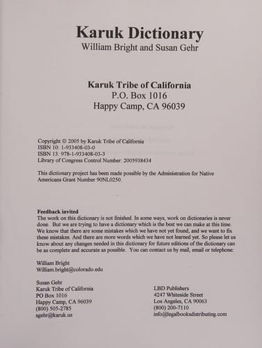 Karuk Dictionary