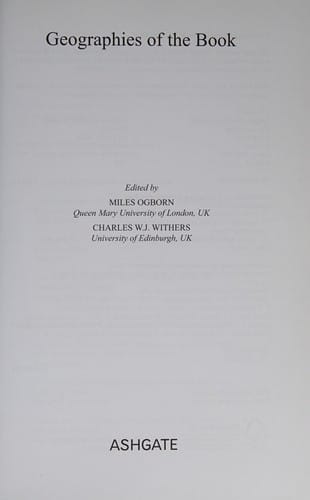 Geographies of the book