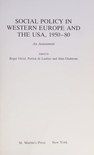 Social policy in Western Europe and the USA, 1950-80