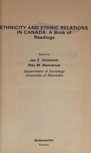 Ethnicity and ethnic relations in Canada