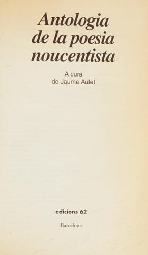 Antologia de la poesia noucentista