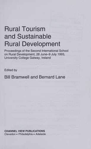 Rural tourism and sustainable rural development