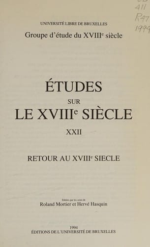 Retour au XVIIIe siècle
