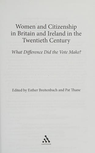 Women and citizenship in Britain and Ireland in the twentieth century