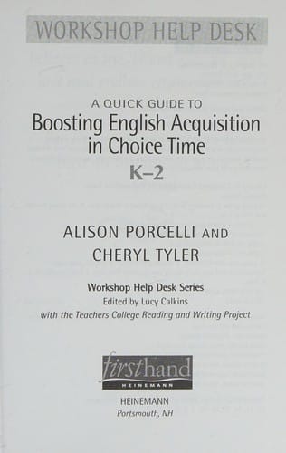 A quick guide to boosting English acquisition in choice time, K-2