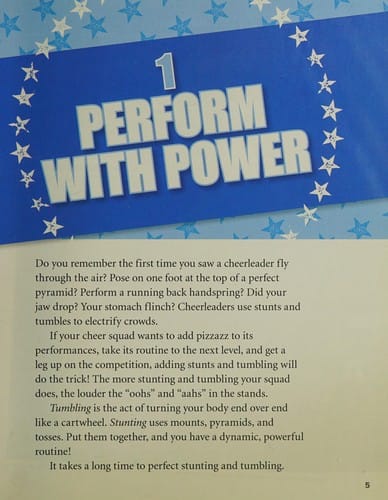 Cheerleading stunts and tumbling