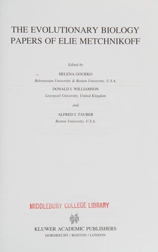 The evolutionary-biology papers of Elie Metchnikoff