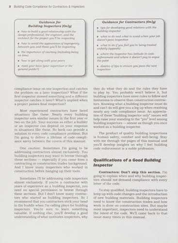 Building code compliance for contractors & inspectors