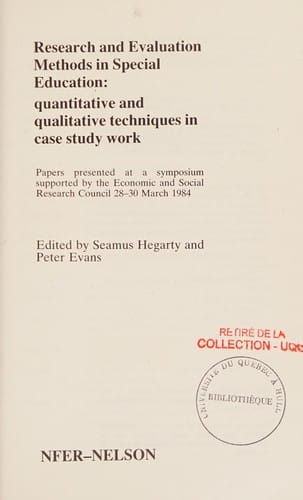 Research and evaluation methods in special education
