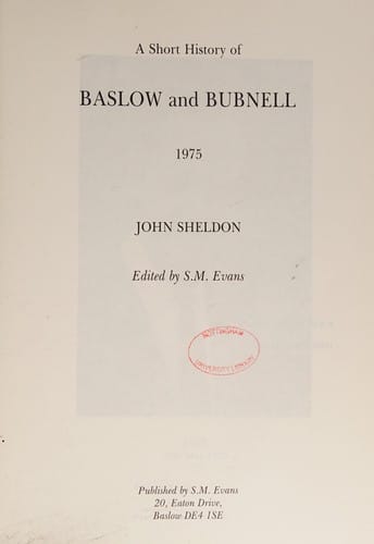 A short history of Baslow and Bubnell